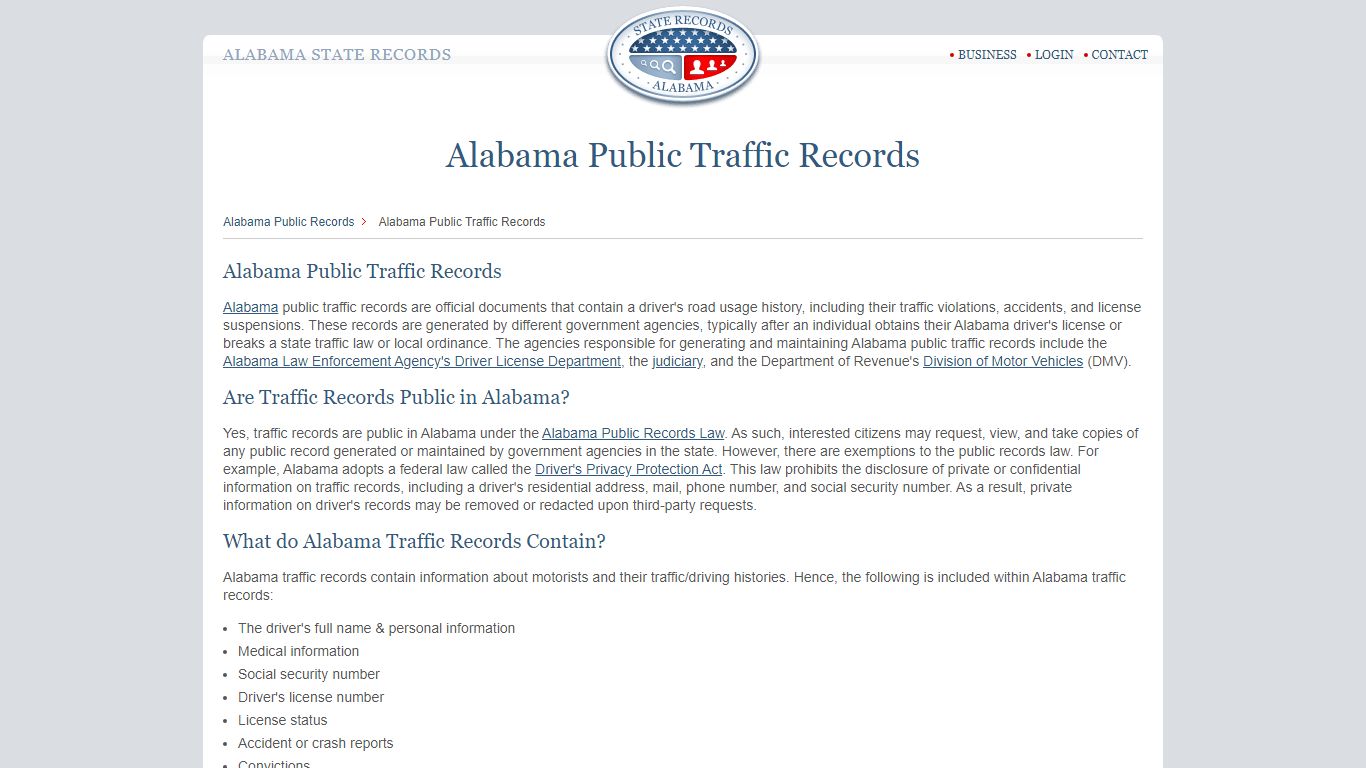 Alabama Public Traffic Records | StateRecords.org